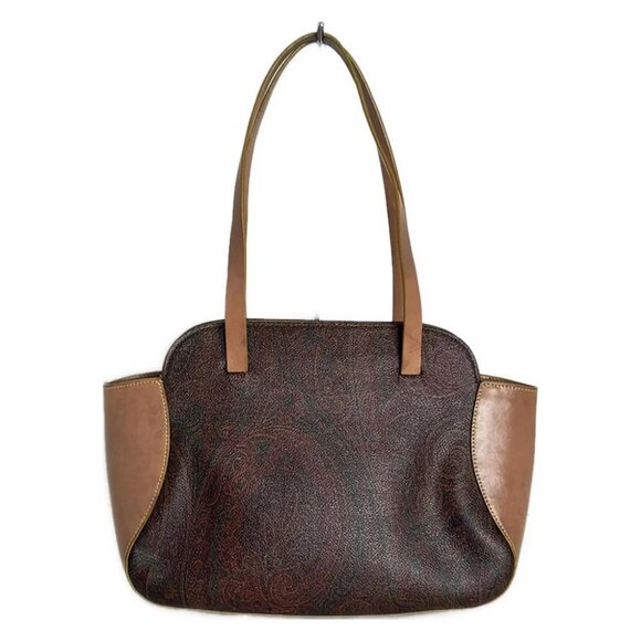 ETRO Bordeaux Brown Multi PVC Leather Tote Bag - Picture 1 of 10